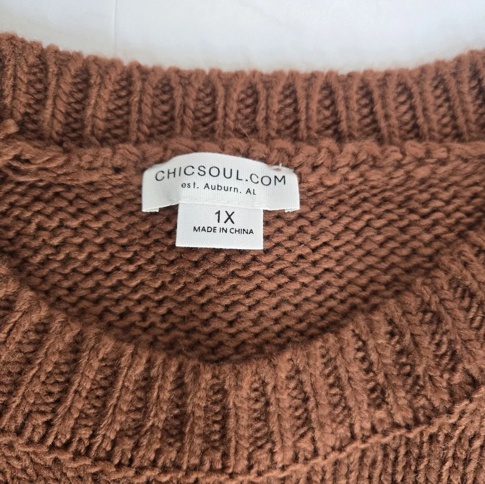 Chicsoul ,Women's Colorblock Crew Neck Sweater.Size 1X - Picture 3 of 8
